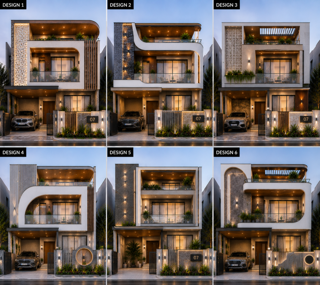 Unique modern house elevation design with contemporary architecture and stylish exterior facade